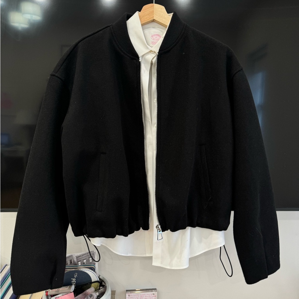 Zara Black Fleece Bomber